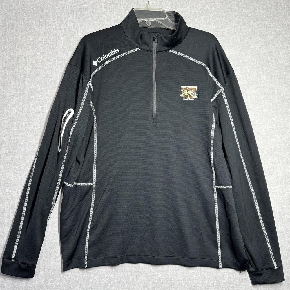 Western Michigan Broncos Shirt Mens XL Black NCAA Golf‎ Columbia Omni Wick